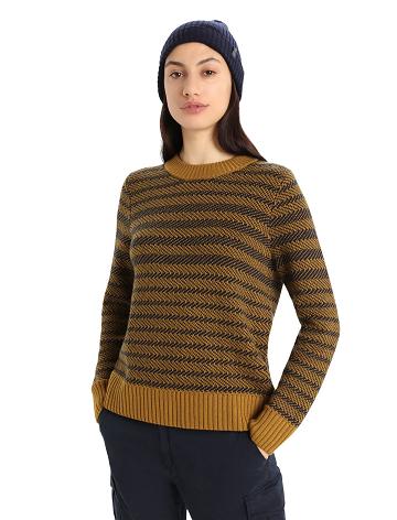 Clove / Midnight Navy Icebreaker Merino Waypoint Crewe Women's Sweaters | AU 1624RVDW